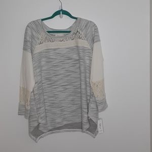 NWT Style &Co Decorative Grey Heather Sweater SzXL